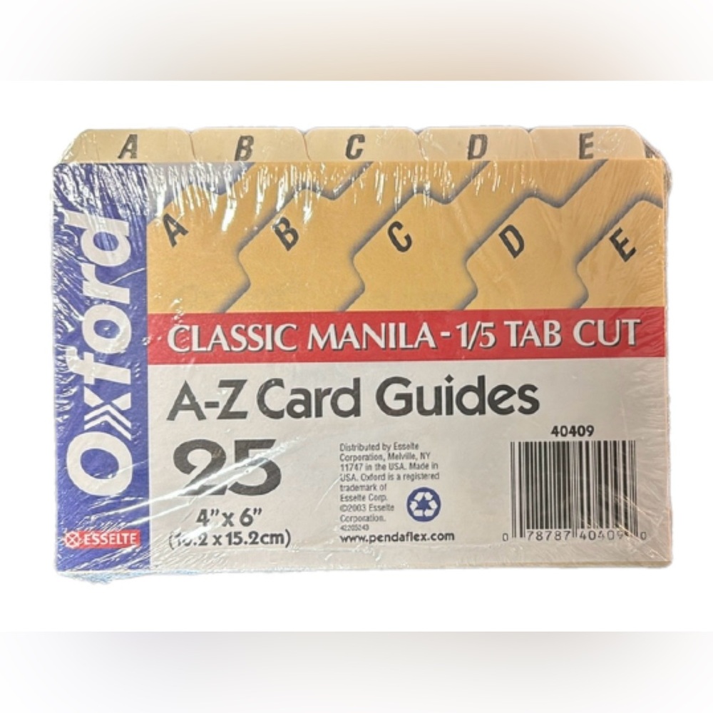 🌺 Oxford Classic Manila 1/5 Tab A-Z Card Guides
